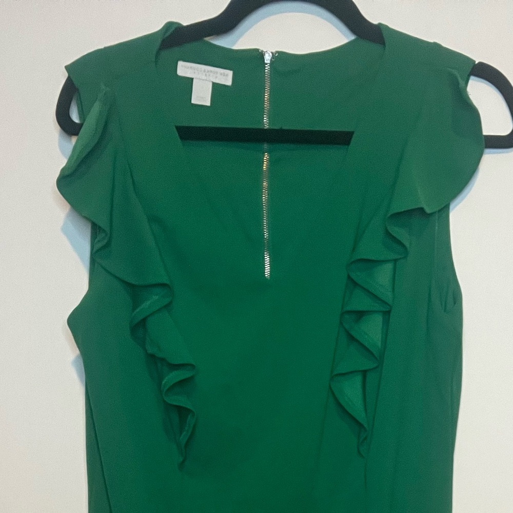 New York and Company green ruffled dress. Size L